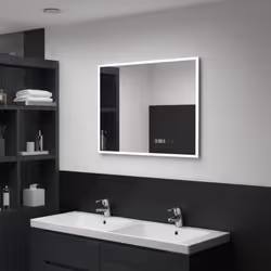 vidaXL Miroir à LED et capteur tactile et affichage d'heure 80x60 cm - TU