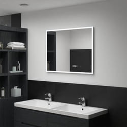 vidaXL Miroir à LED et capteur tactile et affichage d'heure 80x60 cm - TU