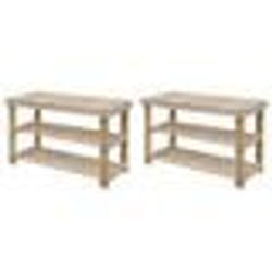 vidaXL Étagère à chaussures 2 en 1 avec dessus banc 2 pcs Bois massif - TU