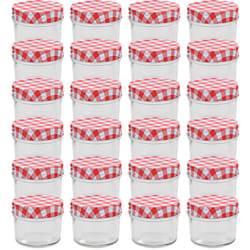 Vidaxl - 24 pcs Pots à confiture Couvercles blanc et rouge Verre 110 ml