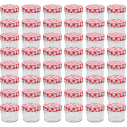Vidaxl - 48 pcs Pots à confiture Couvercles blanc et rouge Verre 110 ml