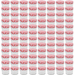 Pots à confiture Couvercles blanc et rouge 96 pcs Verre 110 ml Vidaxl