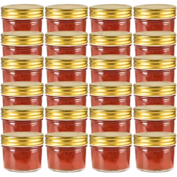 vidaXL 24 pcs Pots à confiture avec couvercles dorés Verre 110 ml