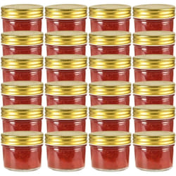 vidaXL 24 pcs Pots à confiture avec couvercles dorés Verre 110 ml
