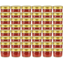 Vidaxl - 48 pcs Pots à confiture avec couvercle doré Verre 110 ml