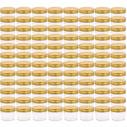 vidaXL Pots à confiture avec couvercle doré 96 pcs Verre 110 ml
