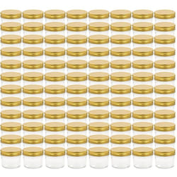 vidaXL Pots à confiture avec couvercle doré 96 pcs Verre 110 ml