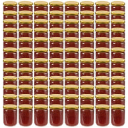 Vidaxl - Pots à confiture avec couvercle doré 96 pcs Verre 230 ml