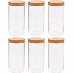 vidaXL 6pcs Pots de conservation en verre et couvercle en liège 1100ml