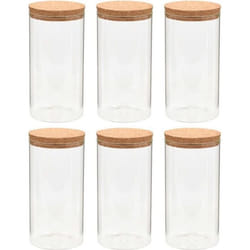 vidaXL 6pcs Pots de conservation en verre et couvercle en liège 1100ml