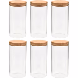 vidaXL 6pcs Pots de conservation en verre et couvercle en liège 1400ml