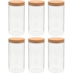 vidaXL 6pcs Pots de conservation en verre et couvercle en liège 1400ml
