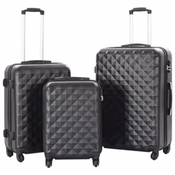 vidaXL Valise rigide 3 pcs Noir ABS - TU