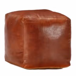 vidaXL Pouf 40 x 40 x 40 cm Brun roux Cuir véritable de chèvre - TU