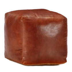 vidaXL Pouf 40 x 40 x 40 cm Brun roux Cuir véritable de chèvre - TU