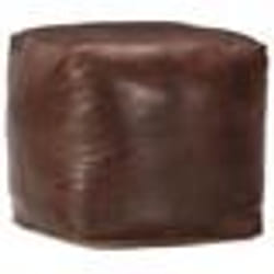 vidaXL Pouf 40 x 40 x 40 cm Marron foncé Cuir véritable de chèvre
