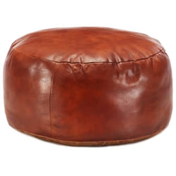 Pouf en cuir véritable de chèvre - VIDAXL - 60 x 30 cm - Marron - Style vintage