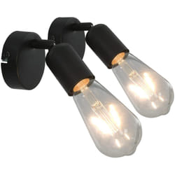 Projecteur 2 pcs avec ampoules à filament 2W Noir E27 Vidaxl