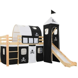 Lit mezzanine d'enfants avec toboggan et échelle Pin 97x208 cm Vidaxl