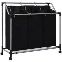 Vidaxl - Trieuse à linge avec 3 sacs Noir Acier