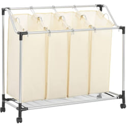 Vidaxl - Trieuse à linge avec 4 sacs Crème Acier