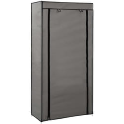 vidaXL Armoire à chaussures avec housse Gris 58x28x106 cm Tissu