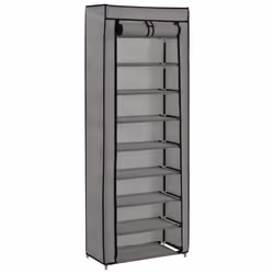 vidaXL Armoire à chaussures avec housse Gris 57x29x162 cm Tissu - TU