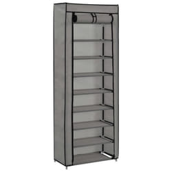 vidaXL Armoire à chaussures avec housse Gris 57x29x162 cm Tissu - TU