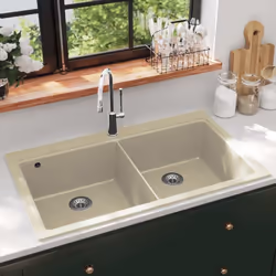 Notre évier de cuisine en granit sera un supplément à la fois convivial et intemporel à la décoration de votre cuisine. Il di ...