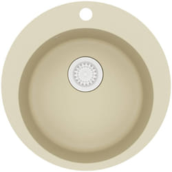 Vier de cuisine Granit Seul lavabo Rond Beige Vidaxl