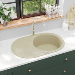 Vier de cuisine Granit Seul lavabo Ovale Beige Vidaxl
