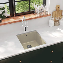 Vier de cuisine Granit Seul lavabo Beige Vidaxl