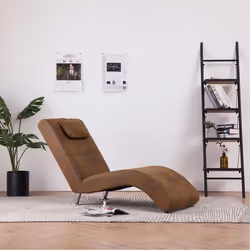 vidaXL Chaise longue avec oreiller marron Similicuir daim - TU