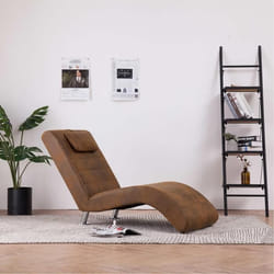 vidaXL Chaise longue avec oreiller marron Similicuir daim - TU