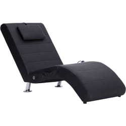 Vidaxl - Chaise longue de massage avec oreiller Noir Similicuir
