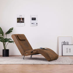 vidaXL Chaise longue de massage avec oreiller Marron Similicuir daim - TU