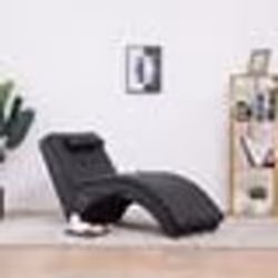 vidaXL Chaise longue de massage avec oreiller Noir Similicuir - TU