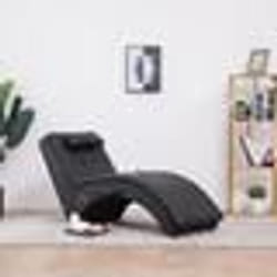 vidaXL Chaise longue de massage avec oreiller Noir Similicuir - TU