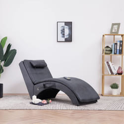 Vidaxl - Chaise longue de massage avec oreiller Gris Similicuir daim
