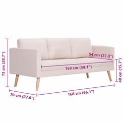 VidaXL 281351 canapé 2 siège(s) Crème - Vue supplémentaire 8