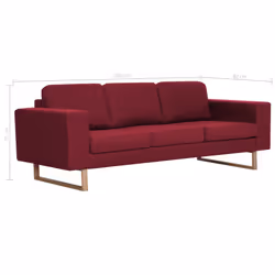 VidaXL 281394 canapé 3 siège(s) Rouge - Vue supplémentaire 8