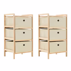 vidaXL Étagères de rangement avec 3 paniers en tissu 2 pcs beige cèdre - TU