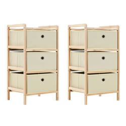 vidaXL Étagères de rangement avec 3 paniers en tissu 2 pcs beige cèdre - TU