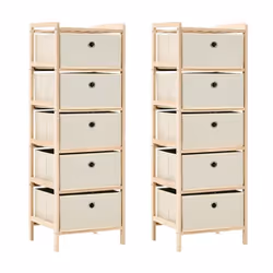 vidaXL Étagères de rangement avec 5 paniers en tissu 2 pcs beige cèdre - TU