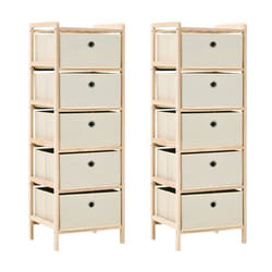 vidaXL Étagères de rangement avec 5 paniers en tissu 2 pcs beige cèdre - TU