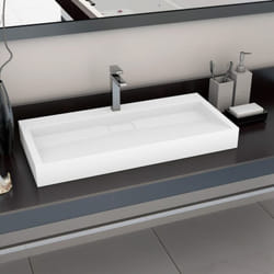 Vidaxl - Lavabo 100x46x11 cm Fonte minérale/marbre Blanc