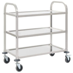 vidaXL Chariot de cuisine à 3 niveaux 95x45x83,5 cm Acier inoxydable - TU