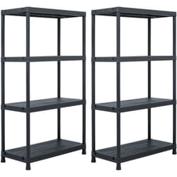 Étagères 2 pcs dans une bibliothèque d'affichage en plastique avec diverses étagères noires Taille : 60x30x138 cm