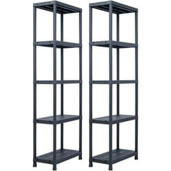 Tagères 2 pcs dans une bibliothèque d'affichage en plastique avec diverses étagères noires Taille : 60x30x180 cm