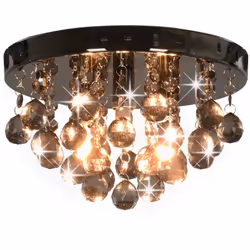 Avec son design extravagant et fantaisiste, ce plafonnier avec des perles noires fumées fera certainement une déclaration vis ...